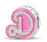 HappyStar Charm Buchstabe A~Z Charms Anhänger Silber 925,12 Zodiac Geburtstag Bead Charms für Damen,Rosa Geschenk,Passend für Pandora Europäische Armbänder und Halsketten