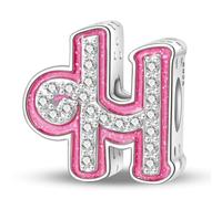 HappyStar Charm Buchstabe A~Z Charms Anhänger Silber 925,12 Zodiac Geburtstag Bead Charms für Damen,Rosa Geschenk,Passend für Pandora Europäische Armbänder und Halsketten