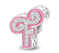 HappyStar Charm Buchstabe A~Z Charms Anhänger Silber 925,12 Zodiac Geburtstag Bead Charms für Damen,Rosa Geschenk,Passend für Pandora Europäische Armbänder und Halsketten