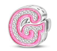 HappyStar Charm Buchstabe A~Z Charms Anhänger Silber 925,12 Zodiac Geburtstag Bead Charms für Damen,Rosa Geschenk,Passend für Pandora Europäische Armbänder und Halsketten