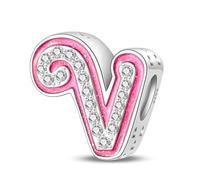 HappyStar Charm Buchstabe A~Z Charms Anhänger Silber 925,12 Zodiac Geburtstag Bead Charms für Damen,Rosa Geschenk,Passend für Pandora Europäische Armbänder und Halsketten