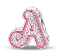 HappyStar Charm Buchstabe A~Z Charms Anhänger Silber 925,12 Zodiac Geburtstag Bead Charms für Damen,Rosa Geschenk,Passend für Pandora Europäische Armbänder und Halsketten