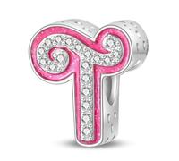 HappyStar Charm Buchstabe A~Z Charms Anhänger Silber 925,12 Zodiac Geburtstag Bead Charms für Damen,Rosa Geschenk,Passend für Pandora Europäische Armbänder und Halsketten