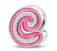 HappyStar Charm Buchstabe A~Z Charms Anhänger Silber 925,12 Zodiac Geburtstag Bead Charms für Damen,Rosa Geschenk,Passend für Pandora Europäische Armbänder und Halsketten