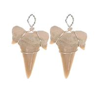 Happyyami 2 Stück Drahtgewickelte Versteinerte Haifischzähne Für Halskette Haifischzähne Halskette Charm Für DIY Basteln Strand Halsketten Schmuck