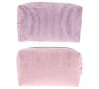 Happyyami 2-teiliges Make-up-Tasche: Kosmetiktasche aus Cord, Kulturbeutel, Handtaschen, Geldbörsen, Hautpflege-Organizer zum Organisieren von Make-up-Pinseln und Reisebehältern