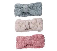 Happyyami 3 Stück Coral Fleece Sport Dusch Stirnband Elastisches Atmungsaktives Haarband Mit Schleife Einheitsgröße Für Yoga Gesichtswäsche Und Make up