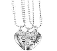 Happyyami 3 Stück Halskette Puzzle Herz aus Edelstahl mit Schriftzug Best Friend Forever Gravierte Halskette Freundschaft Set für Freunde, 29x3,8x0,5 cm