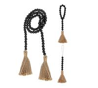 Happyyami 3 Stück Holzperlen Quasten Anhänger mit Naturseil zum Aufhängen Rustikale Wohndekoration für Wohnzimmer und Schlafzimmer Handgefertigte Heimdekoration