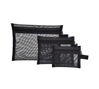 Happyyami 3 Stück Kosmetiknetzbeutel mit Reißverschluss Tragbare Netz Kosmetiktaschen für Damen und Mädchen Organizer für Reisen und Alltag Schwarz Leichtes Lederetui