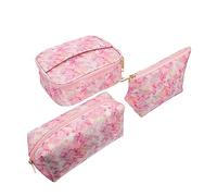 Happyyami 3 Stück PU Kosmetiktaschen wasserdichte Toilettentasche mit Reißverschluss Kreativer Make Up Organizer für Damen für Reisen Fitness Camping und Zuhause