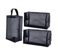 Happyyami 3 Stück Reise Kosmetiktaschenset Aus Langlebigem Material Tragbar Und Geräumig Schwarzer Kulturbeutel Für Make up Lotionen Und Accessoires