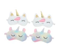Happyyami 4 Stück süße Einhorn-Schlafaugenmaske, Augenbinde, Reise-Schlafmasken, superweich, lustige Augenabdeckung für Kinder, Mädchen und Erwachsene