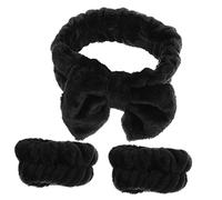 Happyyami Reinigen Stirnband 3 Stück Wasserabsorbierende Spa Haarbänder Mit Schleife Schwarz Elastisch Make up Stirnbänder Für Frauen Gesichtspflege
