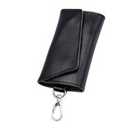 Happyyami Schlüsseletui aus Echtem Leder für Autoschlüssel Multifunktionaler Schlüsselhalter Kratzfest und Einfach zu Verstauen Modisch für Damen und Herren Schwarz