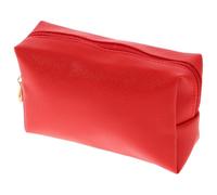 Happyyami Tragbare Reisekosmetiktasche mit Reißverschluss aus Rotem Pu Material Kleine Kulturbeutel für Reise und Make Up Aufbewahrung