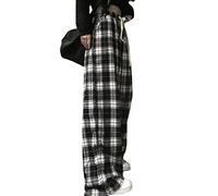 Harajuku Fashion Plaid Hose Kariert Alt Emo Szene Hose Cargo Hose Y2k Baggy Grunge Kleidung Gothic Hiphop Streetwear, B, 3X-Groß