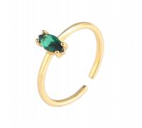 HARBINGG Micro Eingelegter Smaragd Synthetischer Turmalin S925 Sterling Silber Öffnung Ultra-Feiner Ring, Goldenen