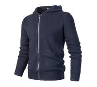 Harbrosrce Herren Strickcardigan mit Hoodie Full Zip Up Sweater Langarm Casual Einfarbig Slim Fit Strickwaren Outdoor Grobstrick Jersey Jacke Top, marineblau, XXL