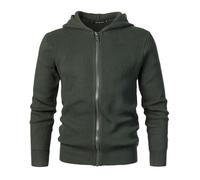 Harbrosrce Herren Strickcardigan mit Hoodie Full Zip Up Sweater Langarm Casual Einfarbig Slim Fit Strickwaren Outdoor Grobstrick Jersey Jacke Top, grün, XXL