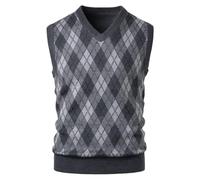 Harbrosrce Herren West Ärmellose Pullunder V-Ausschnitt Argyle Strickweste Herbst Winter Pullover Gilets Classic Wirtschaft Golfweste für Männer