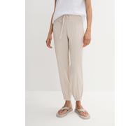 Haremshose BONPRIX "Musselin Hose mit Smockbund", Damen, Gr. 38, N-Gr, grau (steingrau), Obermaterial: 100% Baumwolle, loose fit, Hosen Haremshose, aus Musselin, aus Baumwolle, lockere Passform, mit S