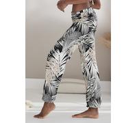 BUFFALO Haremshose Damen schwarz Blätterdruck Gr.40/42