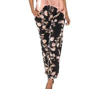 Haremshose Damen Sommer Lange Schlupfhose Boho Strandhose Leicht Freizeithose Loose Sommerhose Frauen Pant Mit Taschen Straight Bein Hosen Sommerhosen Stoffhose Jogginghose Yogahose