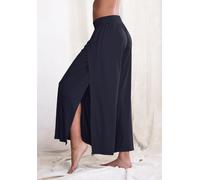 Haremshose LASCANA, Damen, Gr. 52/54, N-Gr, schwarz, Single Jersey, Obermaterial: 93% Polyester, 7% Elasthan, unifarben, Hosen Haremshose, mit überlappenden Seitennähten (21490312-52) schwarz