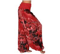 Haremshosen Damen Sommer Boho Hose Wickelhose Hoch Geschnitten Schnittmuster Freizeithose Weites Bein Luftige Pumphose Baggy Aladinhose Bequeme Schlabberhose Vintage Druckn Flatterhose Yogahose