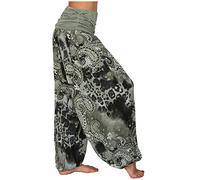Haremshosen Damen Sommer Boho Hose Wickelhose Hoch Geschnitten Schnittmuster Freizeithose Weites Bein Luftige Pumphose Baggy Aladinhose Bequeme Schlabberhose Vintage Druckn Flatterhose Yogahose