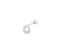 Harf Buchstaben Piercing mit Zirkonen - Edelstahl (Gold/Silber - 18K vergoldet) - Silber , O
