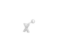 Harf Buchstaben Piercing mit Zirkonen - Edelstahl (Gold/Silber - 18K vergoldet) - Silber , X