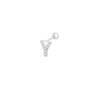 Harf Buchstaben Piercing mit Zirkonen - Edelstahl (Gold/Silber - 18K vergoldet) - Silber , Y