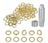HARFINGTON Ösen-Set, Kupferösen, 20 mm, mit Unterlegscheiben und Einstellwerkzeug für Stoffvorhänge, Planen, Ledergürtel, Schuhe, Tasche, DIY, Gold, 80 Stück