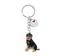 Harikaji Hunde-Schlüsselanhänger, lebendiger, niedlicher Haustier-Schlüsselanhänger, Taschenanhänger, Metall-Schlüsselanhänger, Rottweiler, 1
