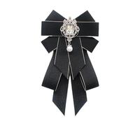 Harilla Fliege-Brosche mit Band, Krawattennadel, vorgebundene Schleife, leichte Dekoration, modische Fliege-Brosche für Uniformzeremonie, DIY, Schwarz