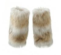 Harilla Frauen Stulpen Wadenwärmer Stiefelstulpen Beinwärmer Stiefelaufsätze mit Plüschigem Felllook aus Acrylmischung Flexiblem Bund Kontrastreichem Muster, Color to 5, Color to 5, 15cm