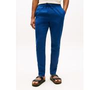 Tommy Hilfiger Tapered Chino aus Leinen-Mix mit Tunnelzug Modell 'HARLEM' in Dunkelblau, Größe 33/32