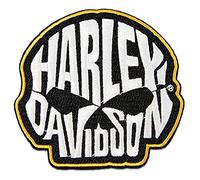 Aufnäher 4″ H-D Text Skull Patch ø ca. 10,16 cm schwarz grau