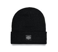 HARLEY-DAVIDSON Bar & Shield Logo Mütze Schwarz Winter Feinstrick Beanie Biker Wintermütze Motorrad Kopfbedeckung