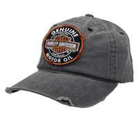 Harley-Davidson Baseballkappe für Herren, Distressed Motoröl, verstellbar, verwaschenes Grau