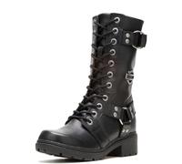 HARLEY-DAVIDSON Footwear Eda Damen-Motorradstiefel aus Leder, Schwarz, 43 EU