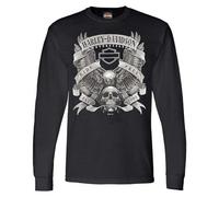 Harley-Davidson Herren Fastened Bar & Shield Rundhals-Langarmshirt - Schwarz, Schwarz, X-Large