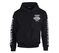 Harley-Davidson Herren Kapuzenpullover mit Blitz-Wappen, Schwarz - Schwarz - XX-Large