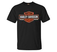 Harley-Davidson Herren-T-Shirt, länglich, Orange Bar & Shield, Schwarz, 30290285, Schwarz, 4X-Groß
