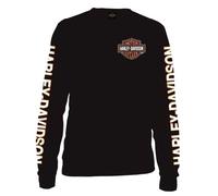 Harley-Davidson Men's Long Sleeve Orange Bar & Shield Black Shirt 30291744