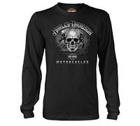 Harley-Davidson Militär Custom Wiesbaden Deutschland Overseas Tour Live Engine Langarm T-Shirt, Schwarz, Mittel