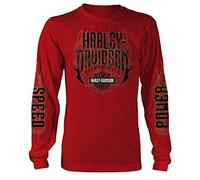 Harley-Davidson Militär, exklusives H-D lizenziertes Overseas Tour Langarm-T-Shirt, Hot Ride, Aviano Air Base, Rot/Ausflug, einfarbig (Getaway Solids), L