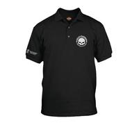Harley-Davidson Militär, Overseas Tour, exklusives H-D lizenziertes klassisches Herren-Poloshirt, 3 Knöpfe, Willie G, Schwarz, XL
